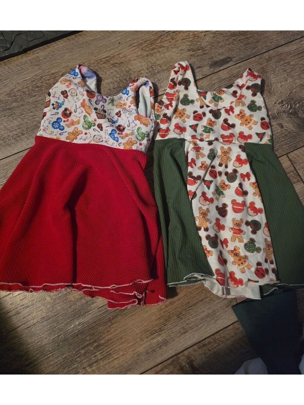 Set of 2 custom 2t Christmas Mickey twirl dresses